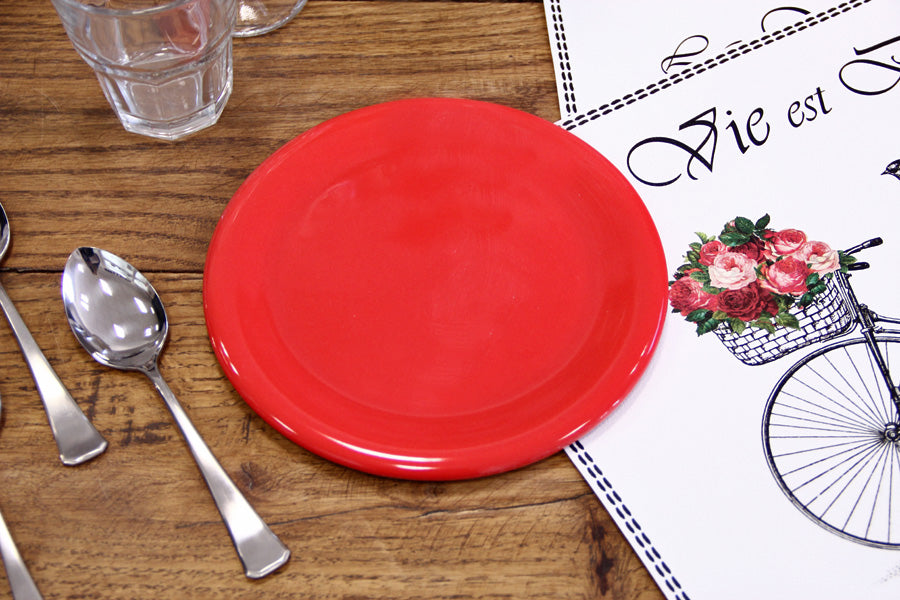 Plato Postre Clásico Rojo