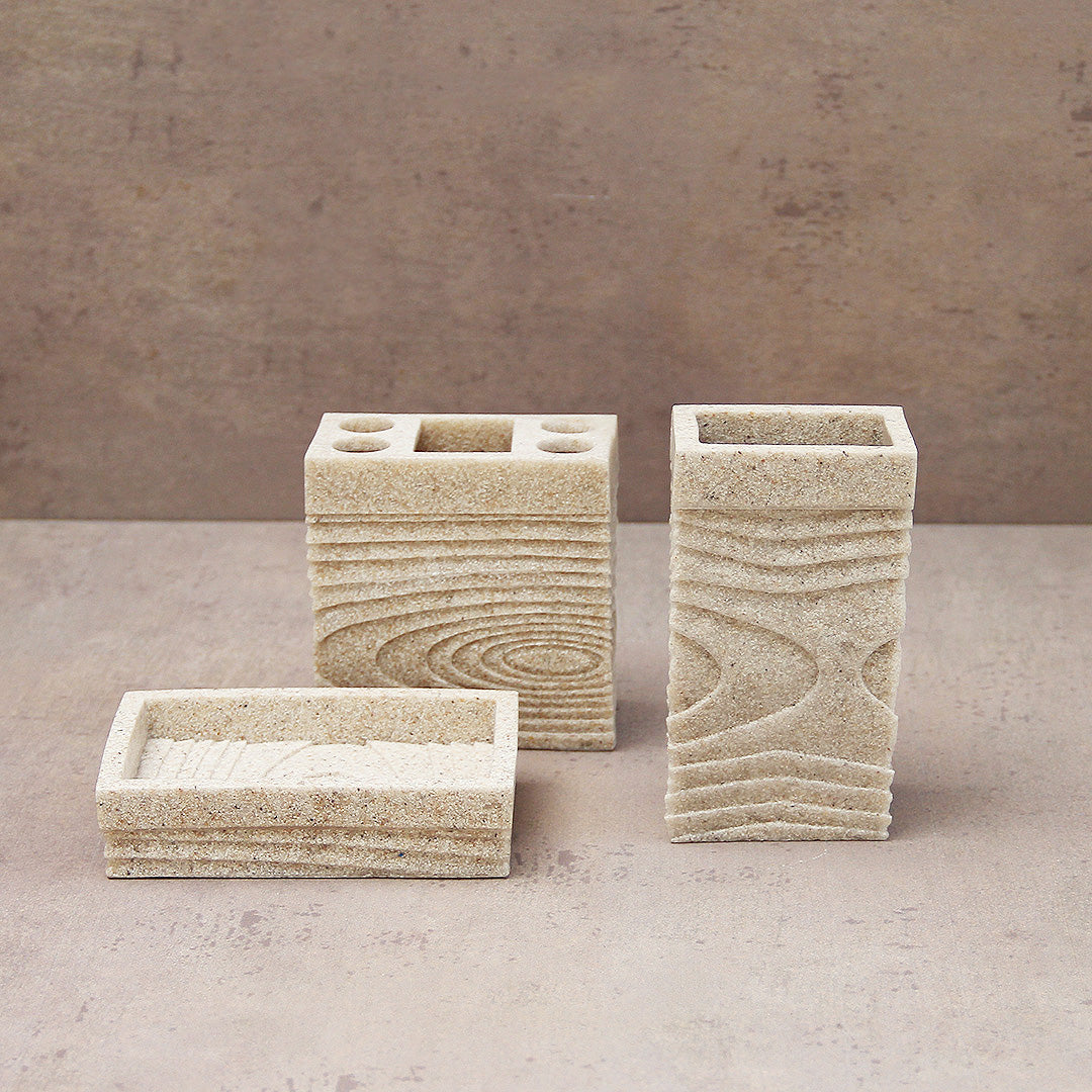Set 3 Piezas Sand Vaso/Jabonera/PortaPasta