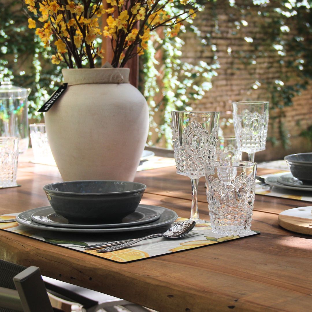 Juego 20 Piezas Melamina Gris/Vasos-Copas Imperial