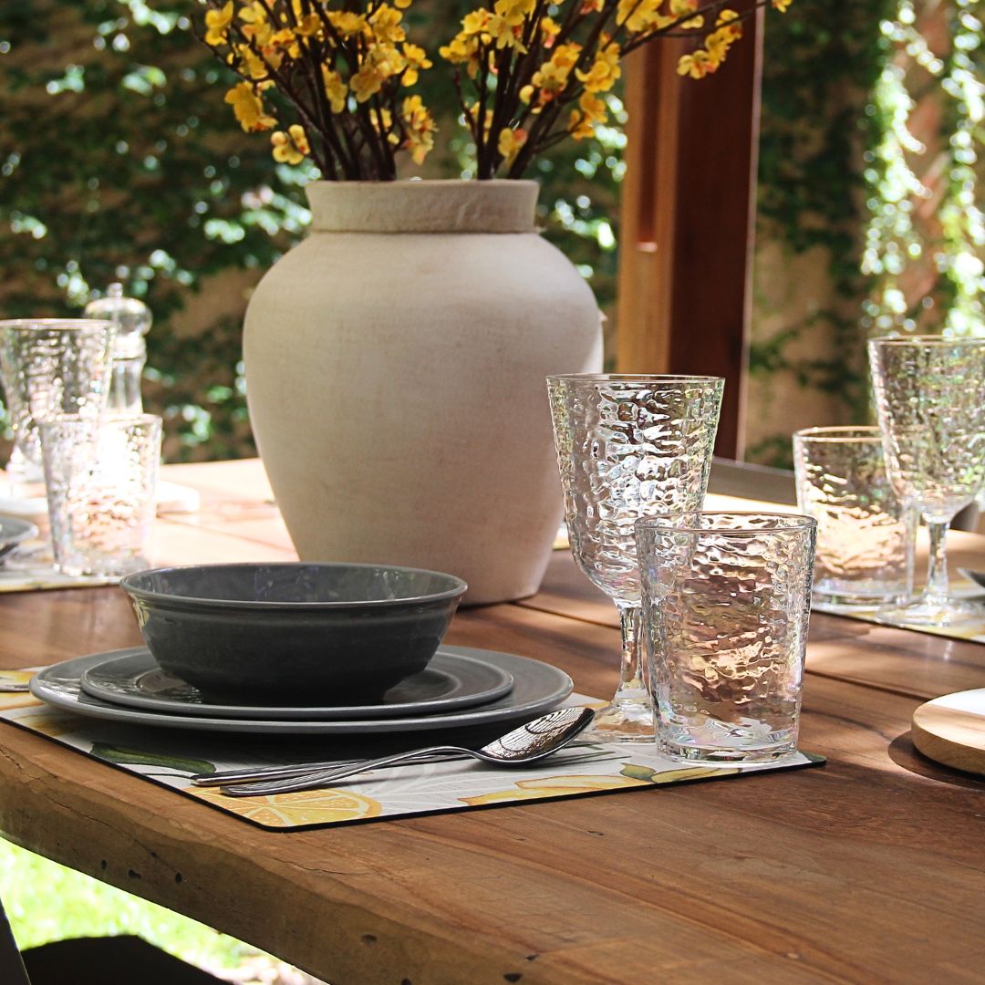 Juego 20 Piezas Melamina Gris/Vasos-Copas Martele