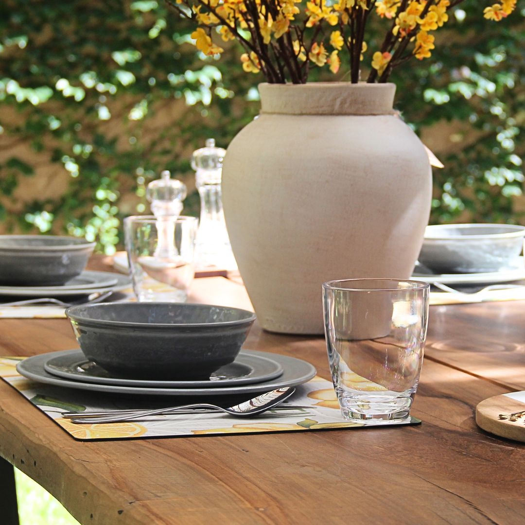 Juego 16 Piezas Melamina Gris/Vasos Clásicos