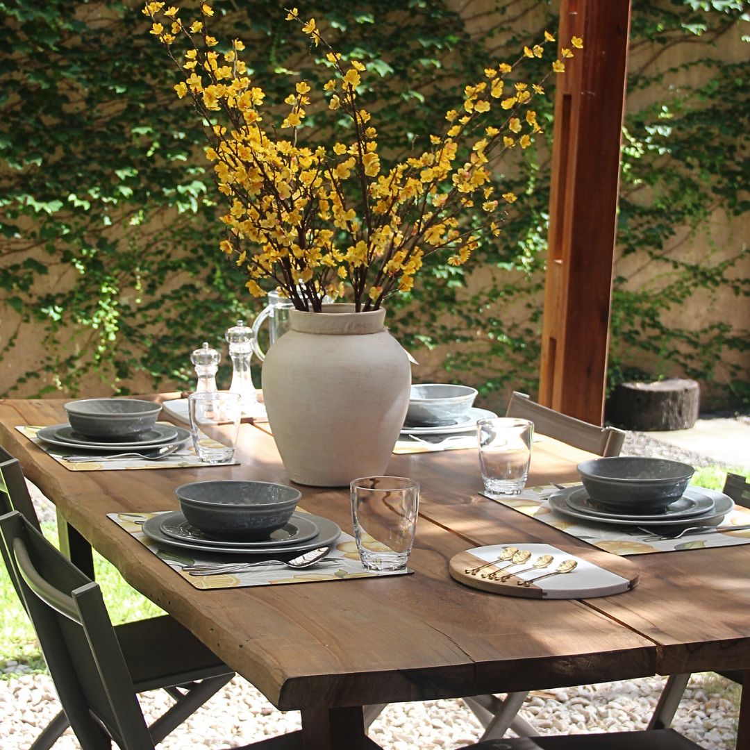 Juego 16 Piezas Melamina Gris/Vasos Clásicos