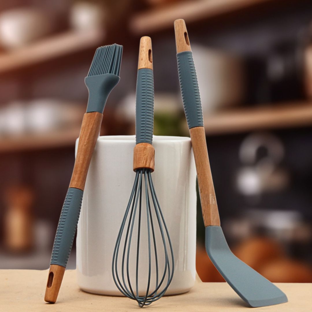 Pack 3 Utensilios Gris/Pincel/Batidor/Espátula Premiun