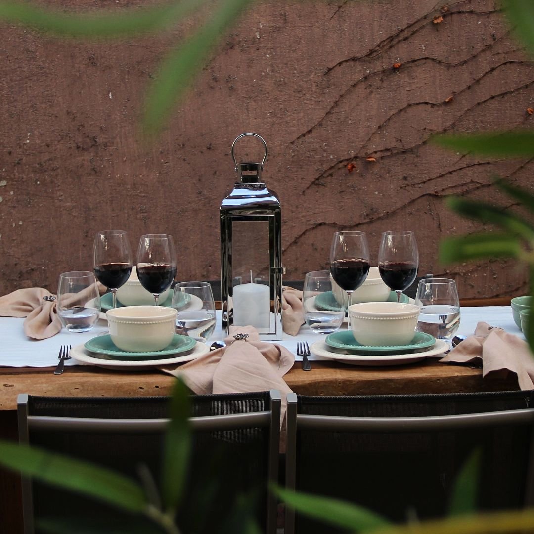 Juego 18 piezas Queen Crema Verde