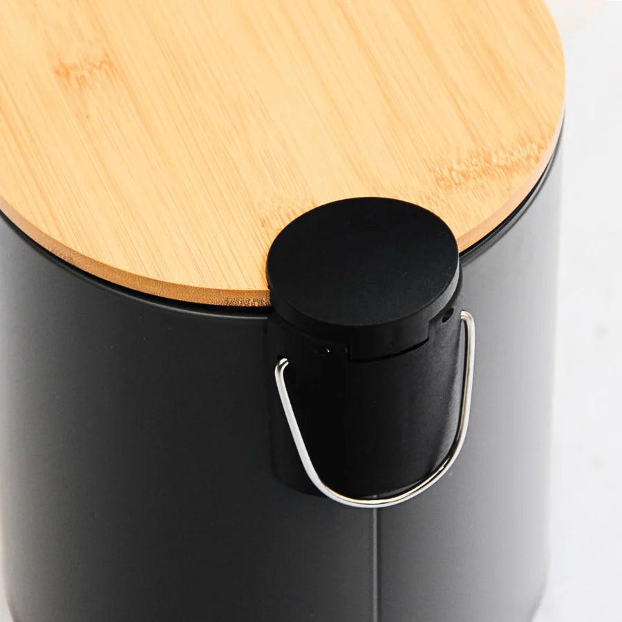 Pack 2 Piezas Alfombra Piedras Black/Tacho Tapa Bamboo Negro