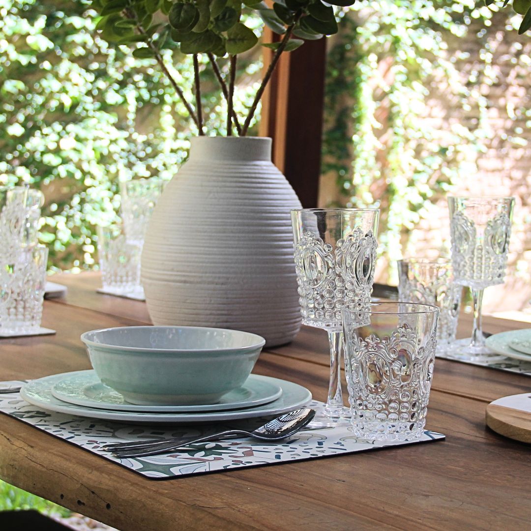 Juego 20 Piezas Melamina Menta/Vasos-Copas Imperial