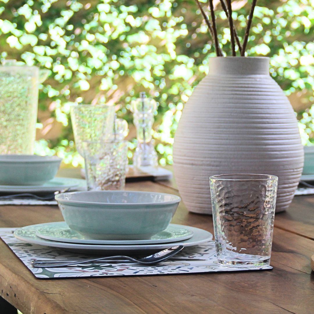 Juego 16 Piezas Melamina Menta/Vasos Martele