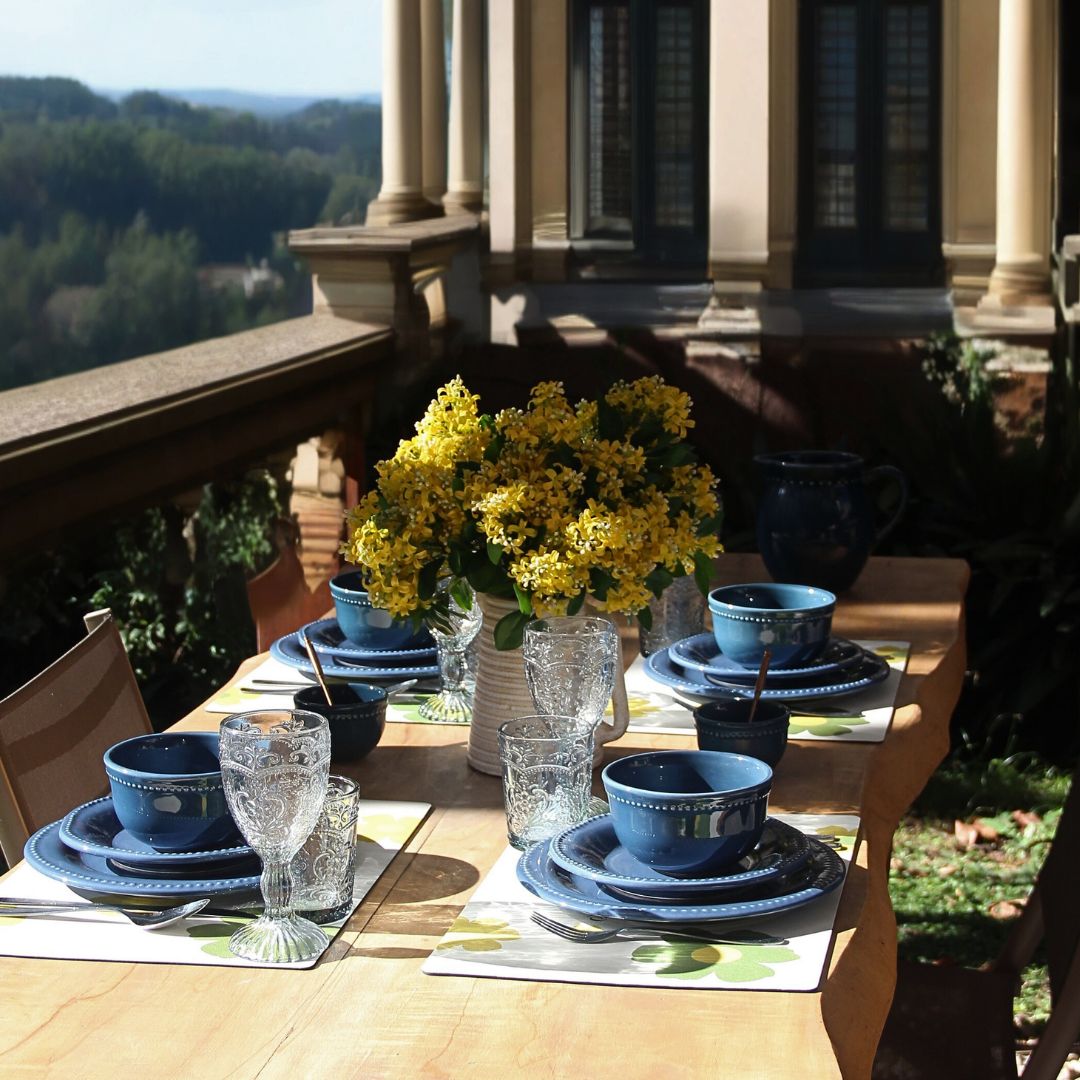 Juego de 6 Copas y 6 Vasos Hampton Blue