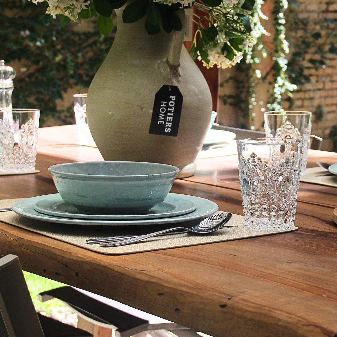 Juego 20 Piezas Melamina Verde Aqua/Vasos-Copas Imperial