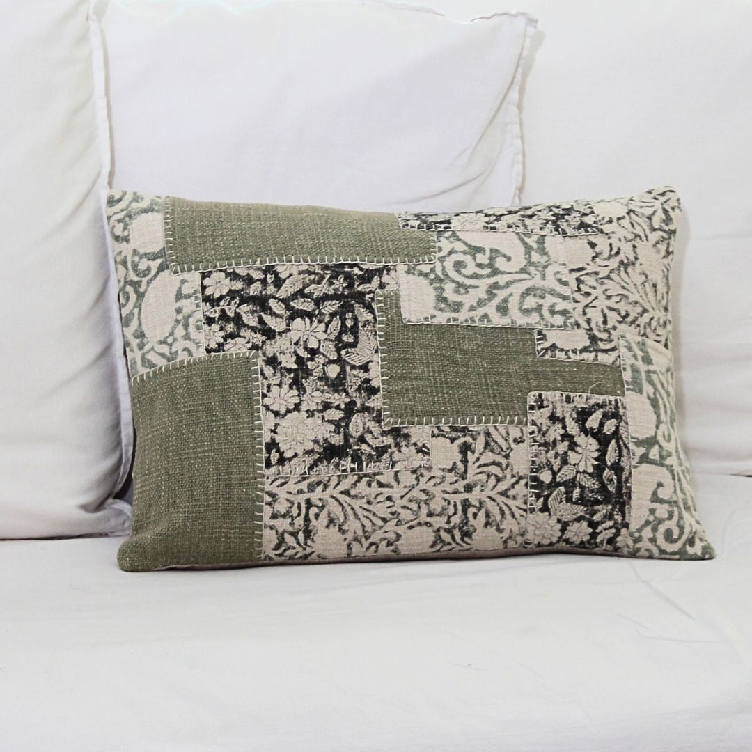 Almohadón Patchwork Green 35 cm x 50 cm
