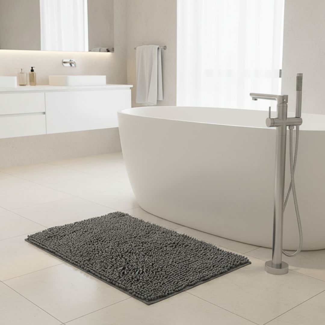 Alfombra de Baño Shaggy Gris Oscuro 40x60 cm
