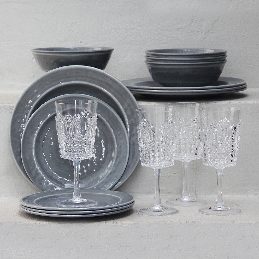Juego 16 Piezas Melamina Gris/Copas Imperial