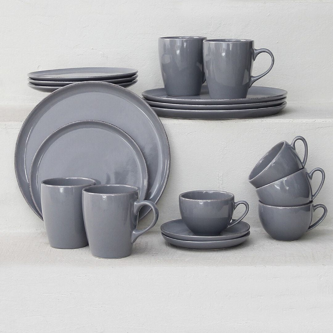 Juego 16 Piezas Positano Grey Jarros/Tazas Té