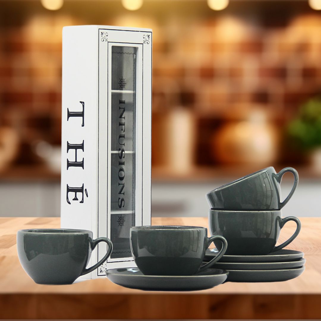 Pack 4 Tazas de té Positano Verde/Caja de té infusions 33cmx11cm x9 cm