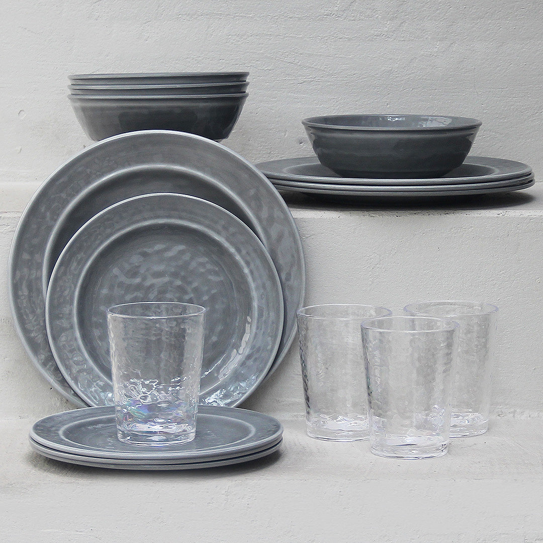 Juego 16 Piezas Melamina Gris/Vasos Martele