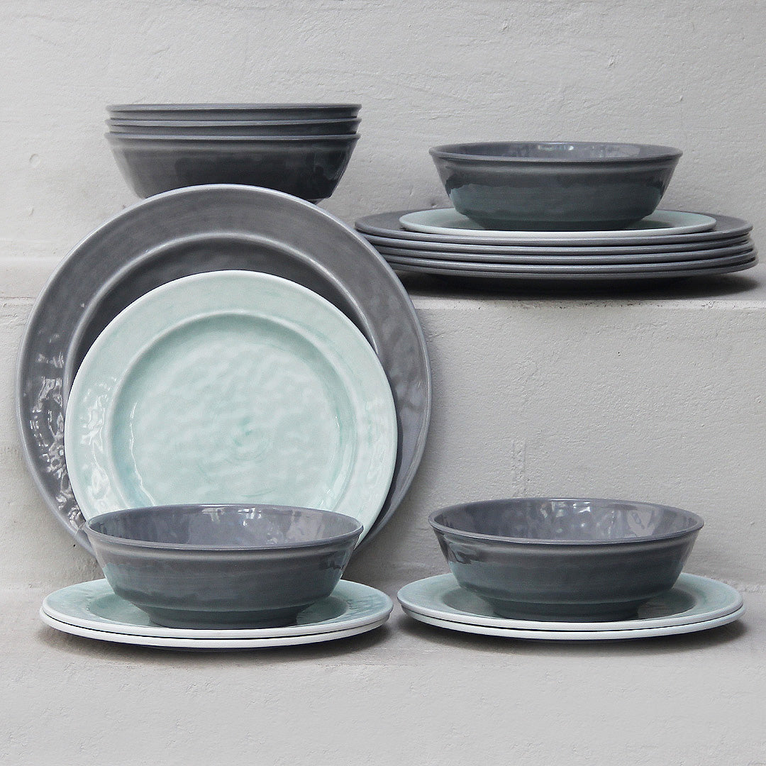 Juego 18 Piezas Melamina Gris/Menta