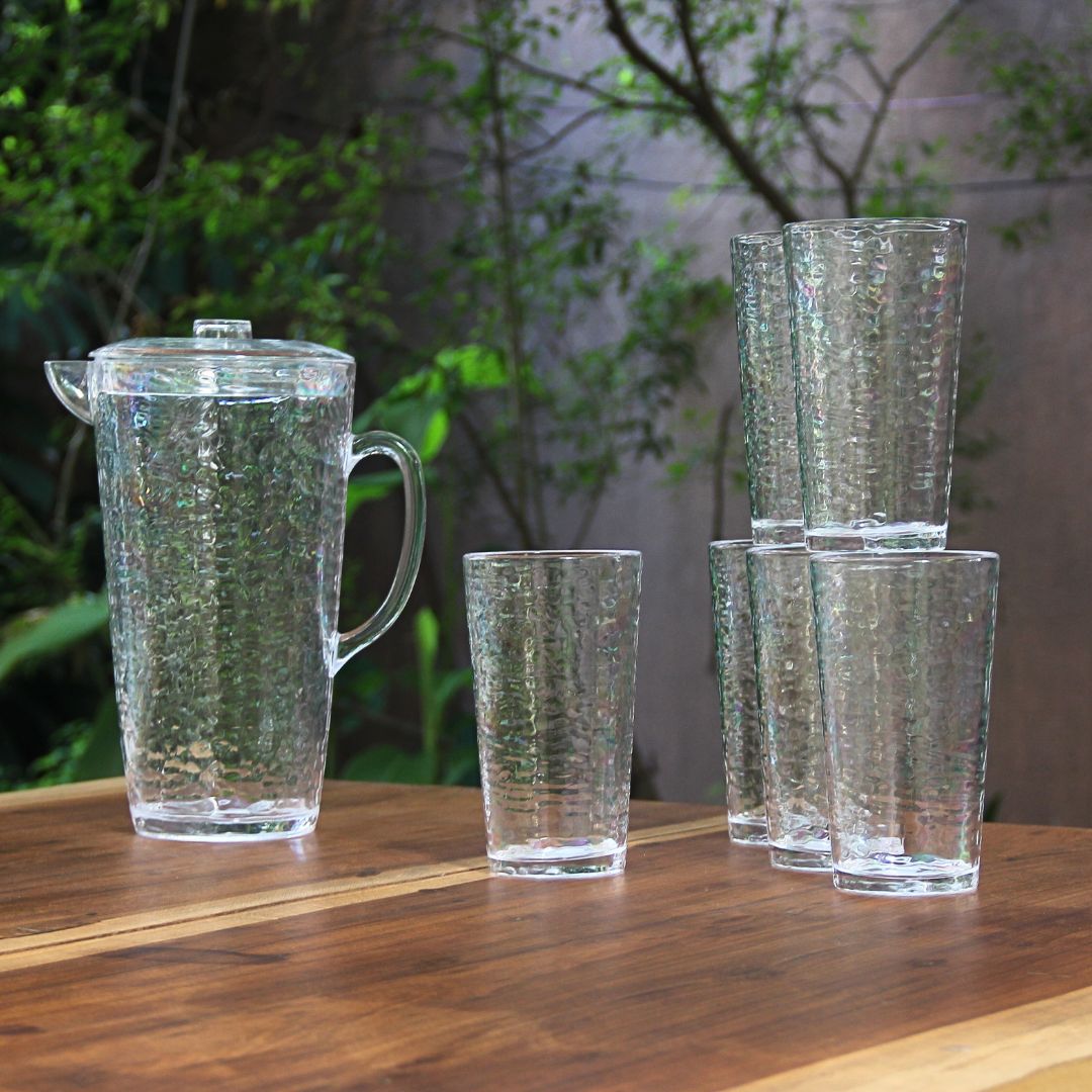 Juegos 6 Vasos Altos + Jarra Acrílico Martele