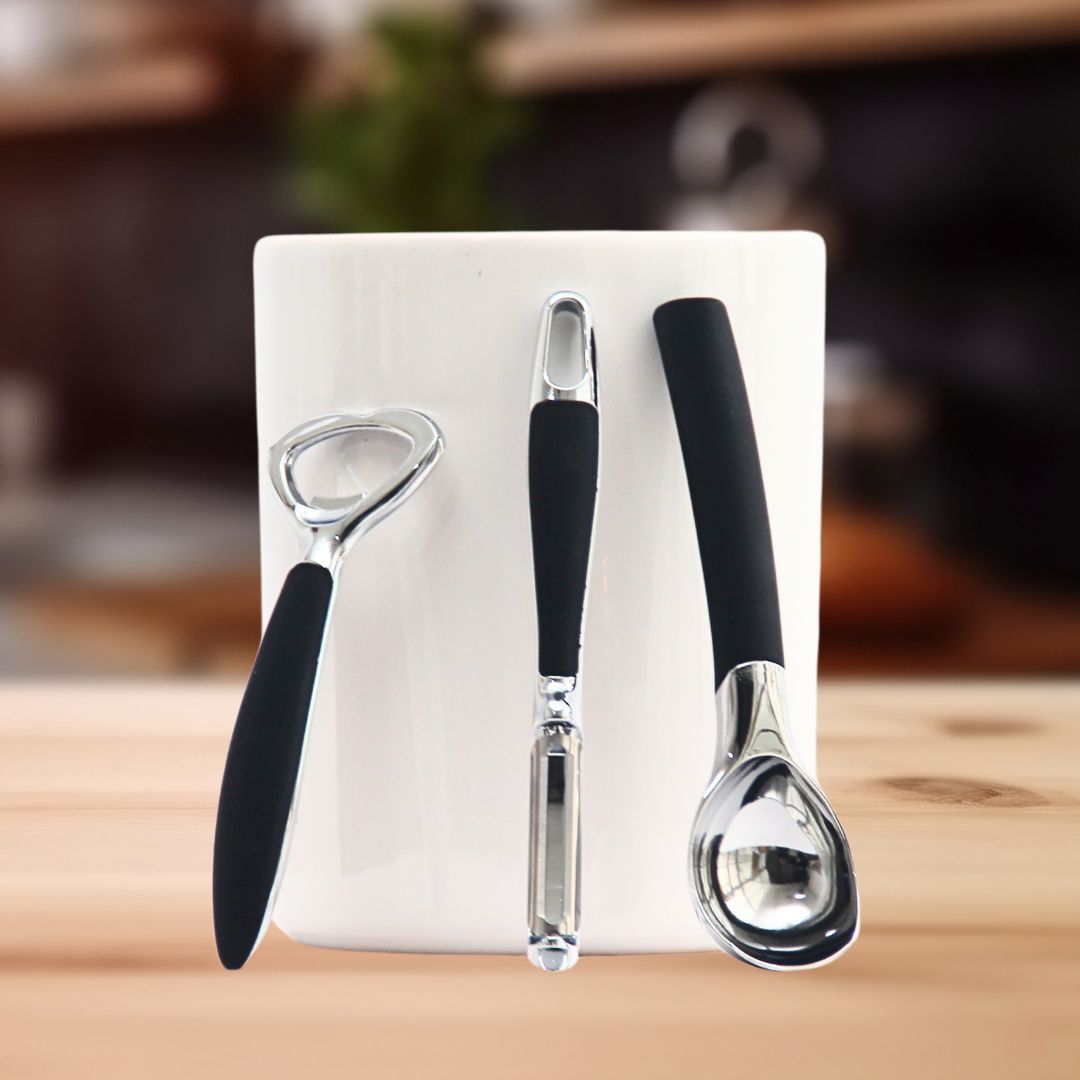 Pack 3 Utensilios/Destapador Premium/Pela Papas Premium/Cuchara Helado Premium