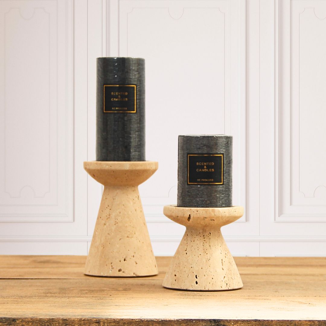 Candelabro Conico Travertino Chico