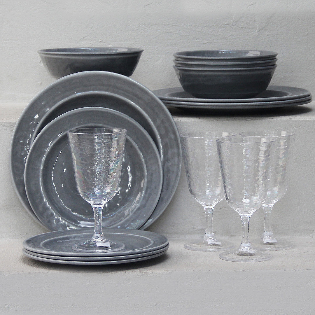 Juego 16 Piezas Melamina Gris/Copas Martele
