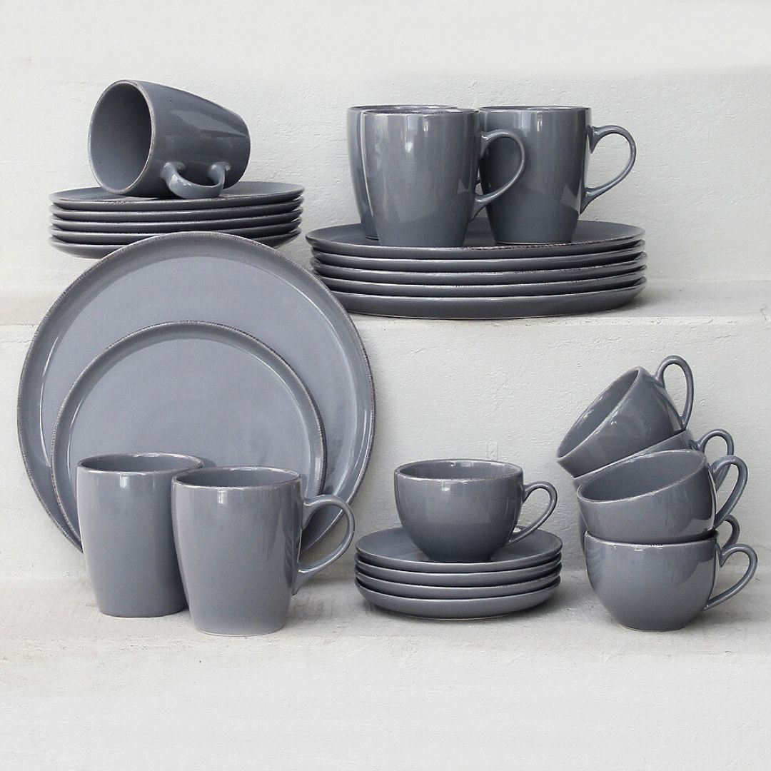 Juego 24 Piezas Positano Grey Jarros/Tazas Té