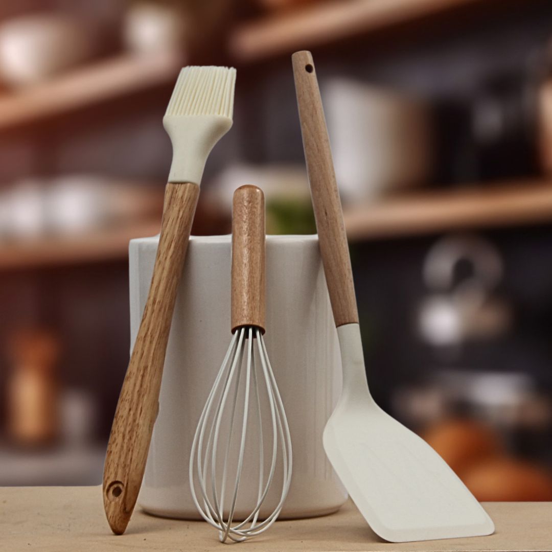 Pack 3 Utensilios Blanco/Pincel/Batidor/Espátula Premium