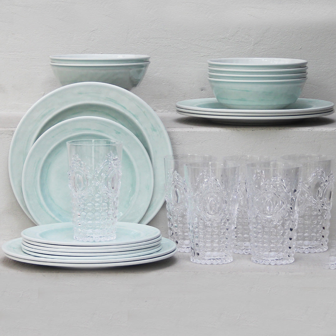 Juego 24 Piezas Melamina Menta/Vasos Imperial Altos