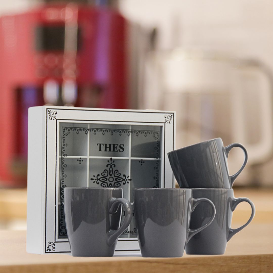 Pack 4 jarros Positano Gris/Caja de Té Infusions Grande