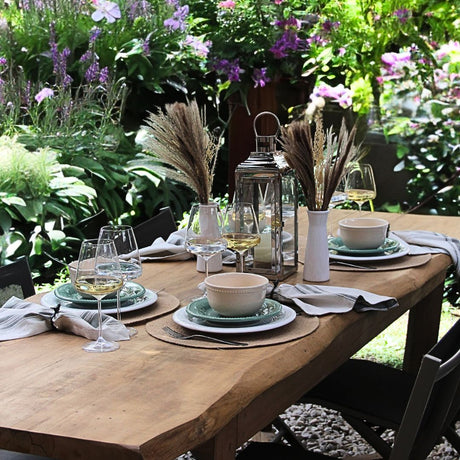 Juego 18 piezas Queen Crema Verde