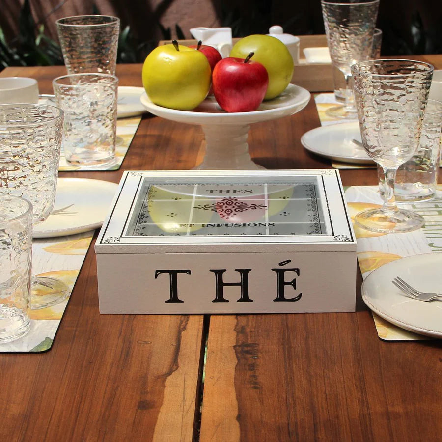 Pack 4 Tazas de té Positano Verde/Caja de té infusions 24cmx24cmx8cm