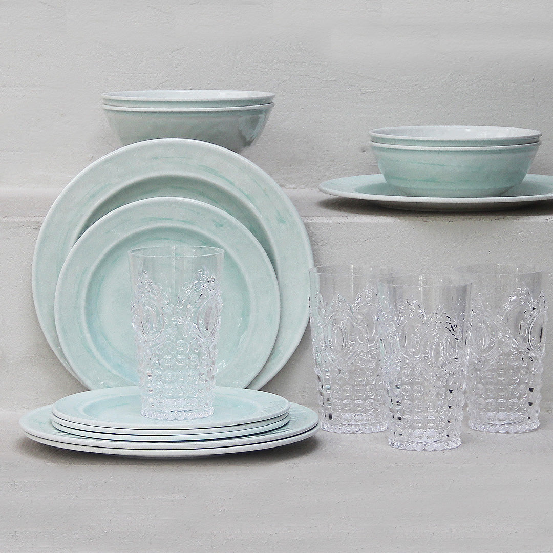 Juego 16 Piezas Melamina Menta/Vasos Imperial Altos