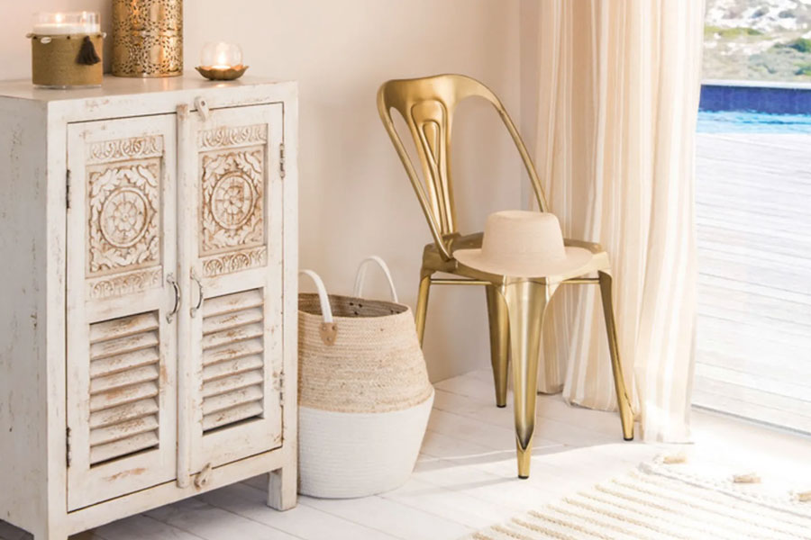 Canasto Bombe Crema / Blanco Mediano