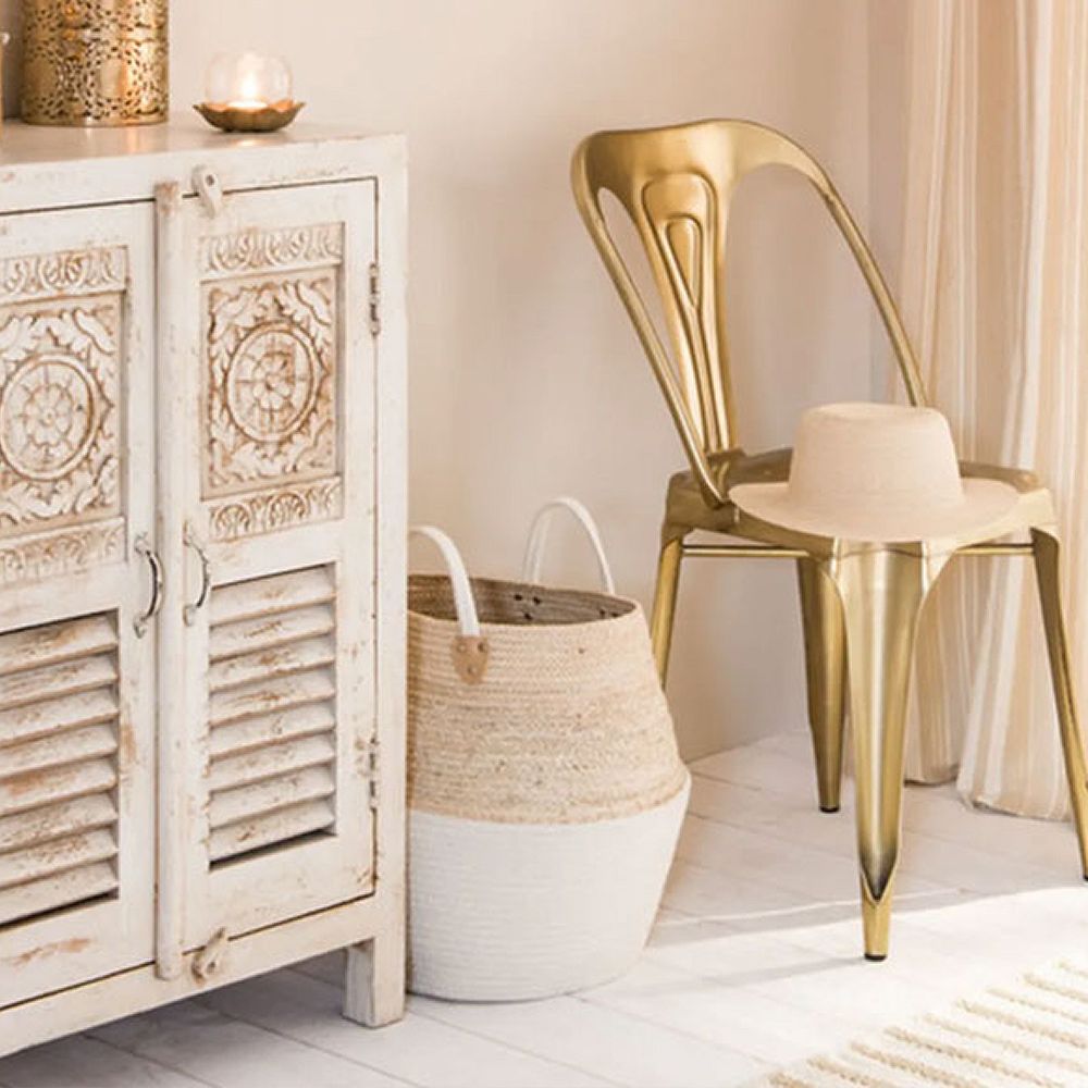 Canasto Bombe Crema / Blanco Mediano