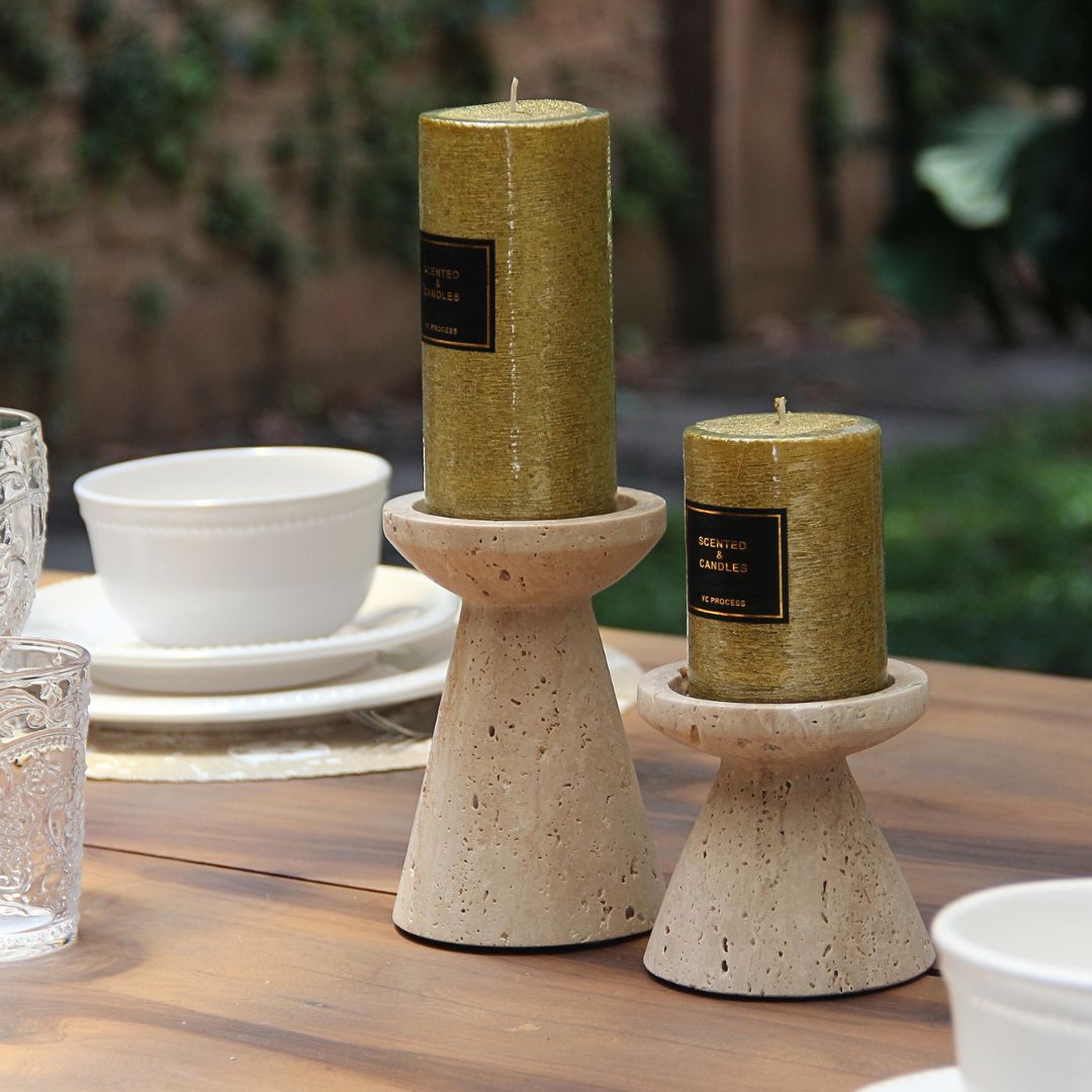 Candelabro Conico Travertino Grande