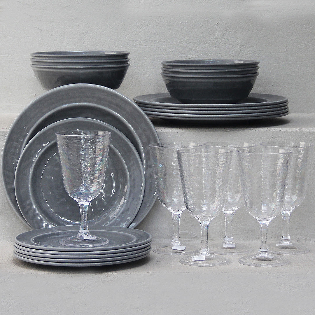 Juego 24 Piezas Melamina Gris/Copas Martele