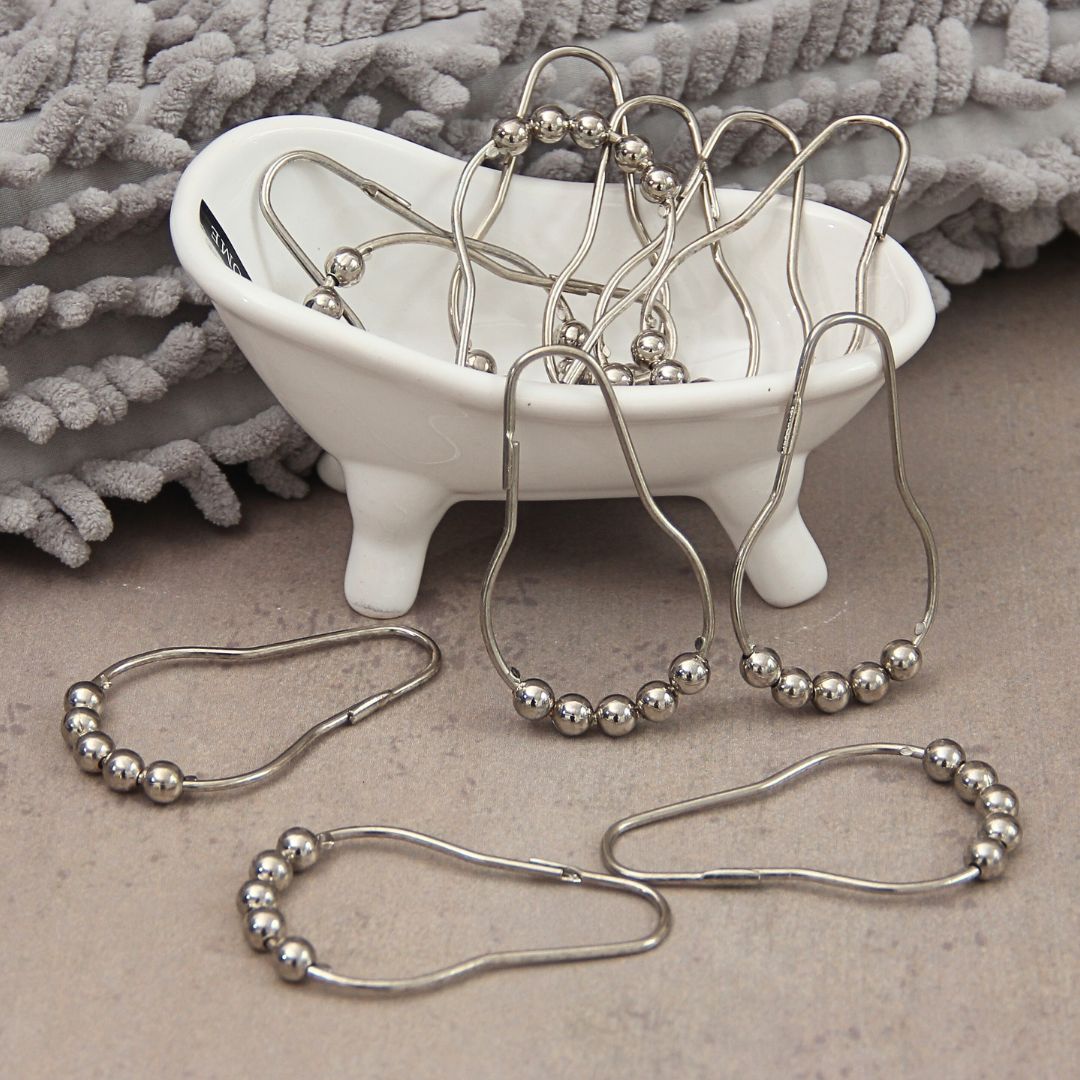 Ganchos de Cortina Perlas Plateadas