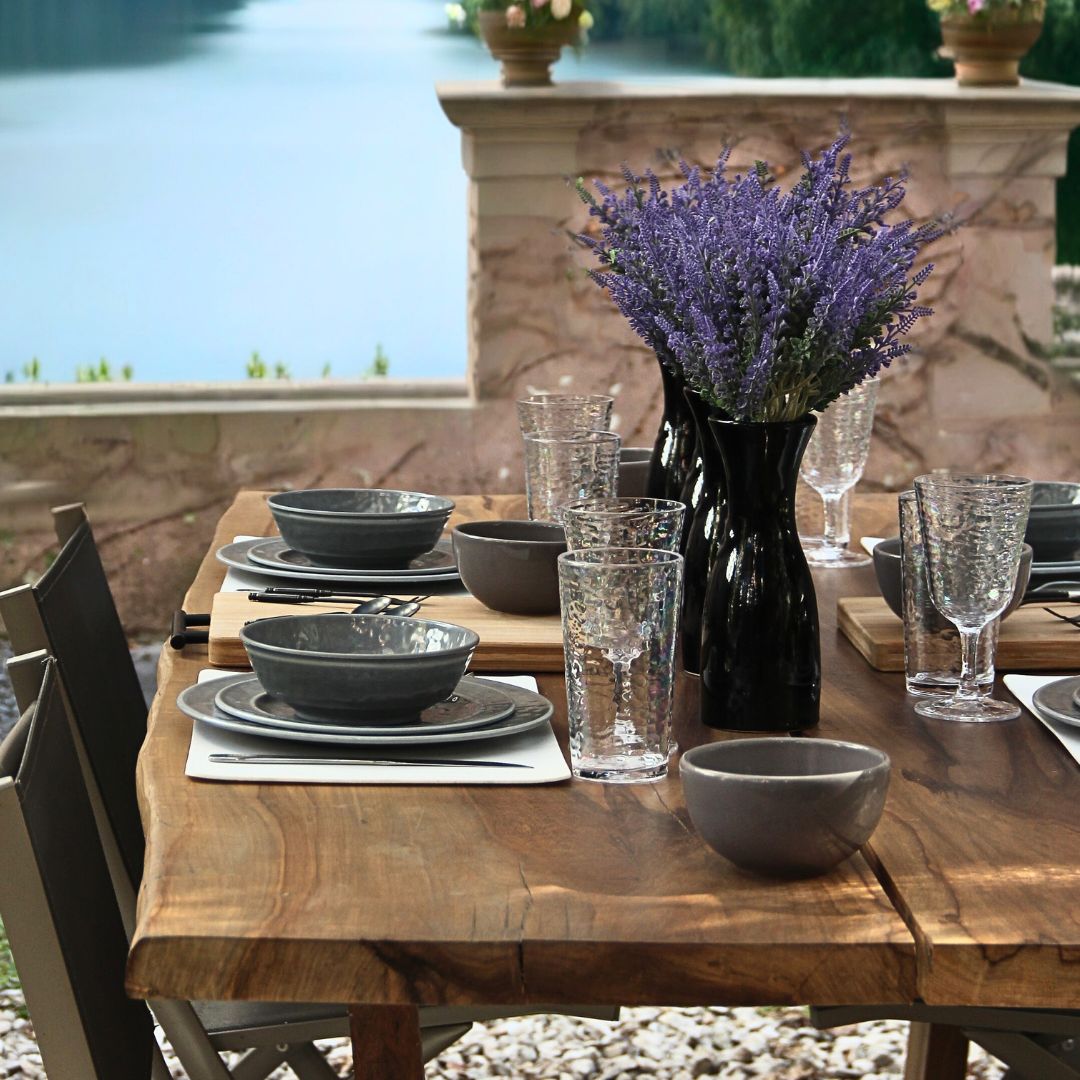 Juego 24 Piezas Melamina Gris/Copas Martele