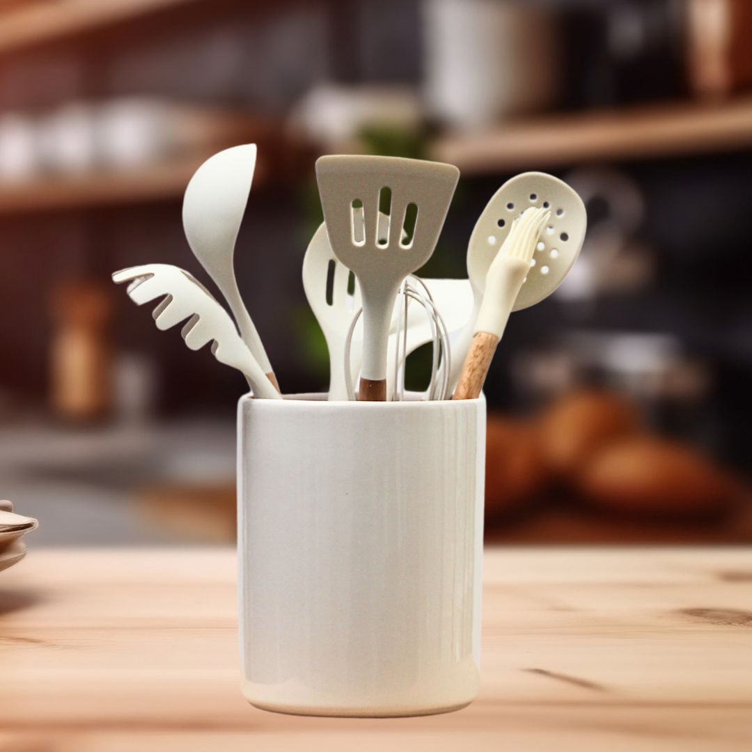 Espátula Acanalada de Silicona Premium Blanca 35cm