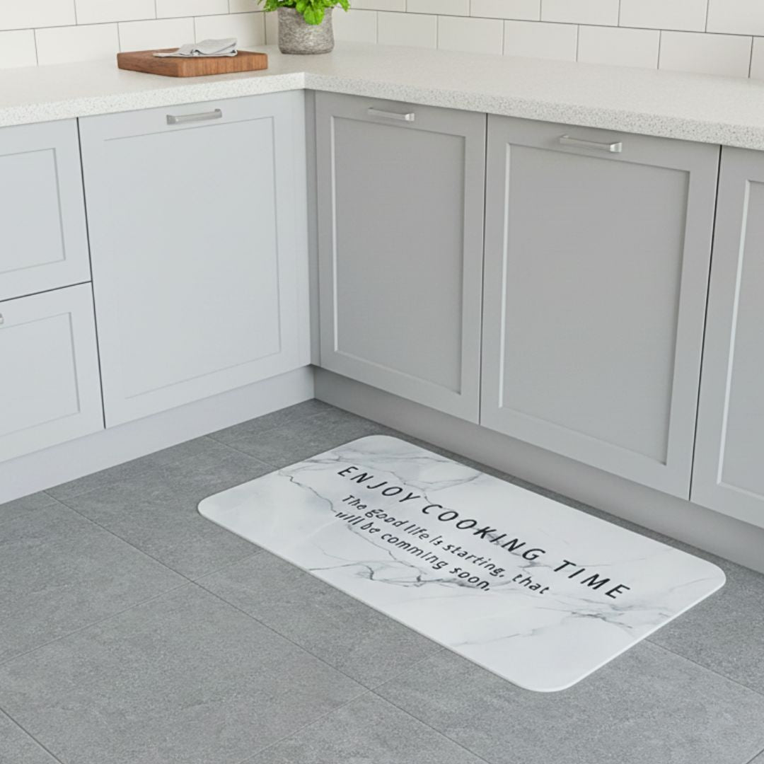 Set Alfombras Antideslizantes Marble White