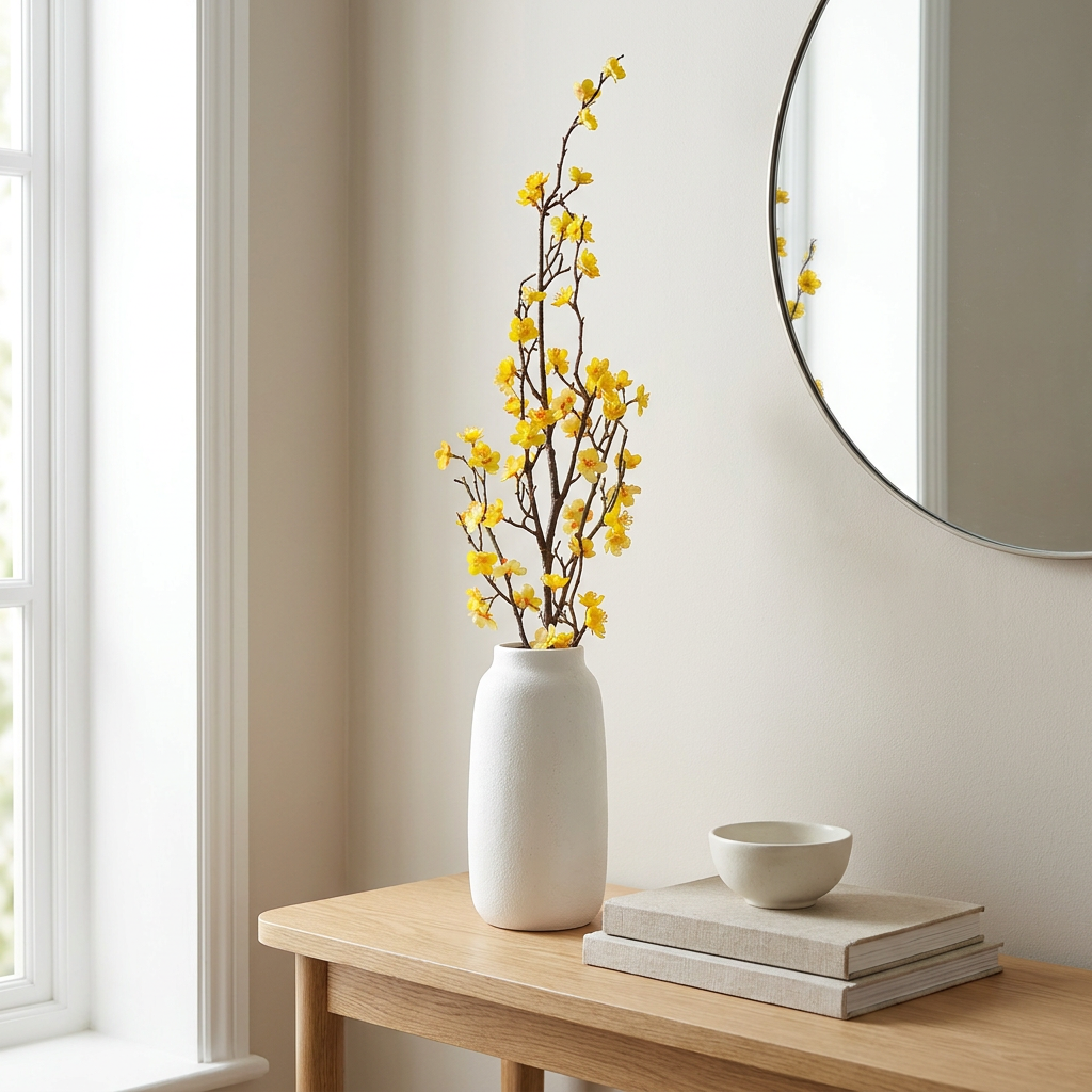 Yellow Cherry Blossom Stem 85 cm