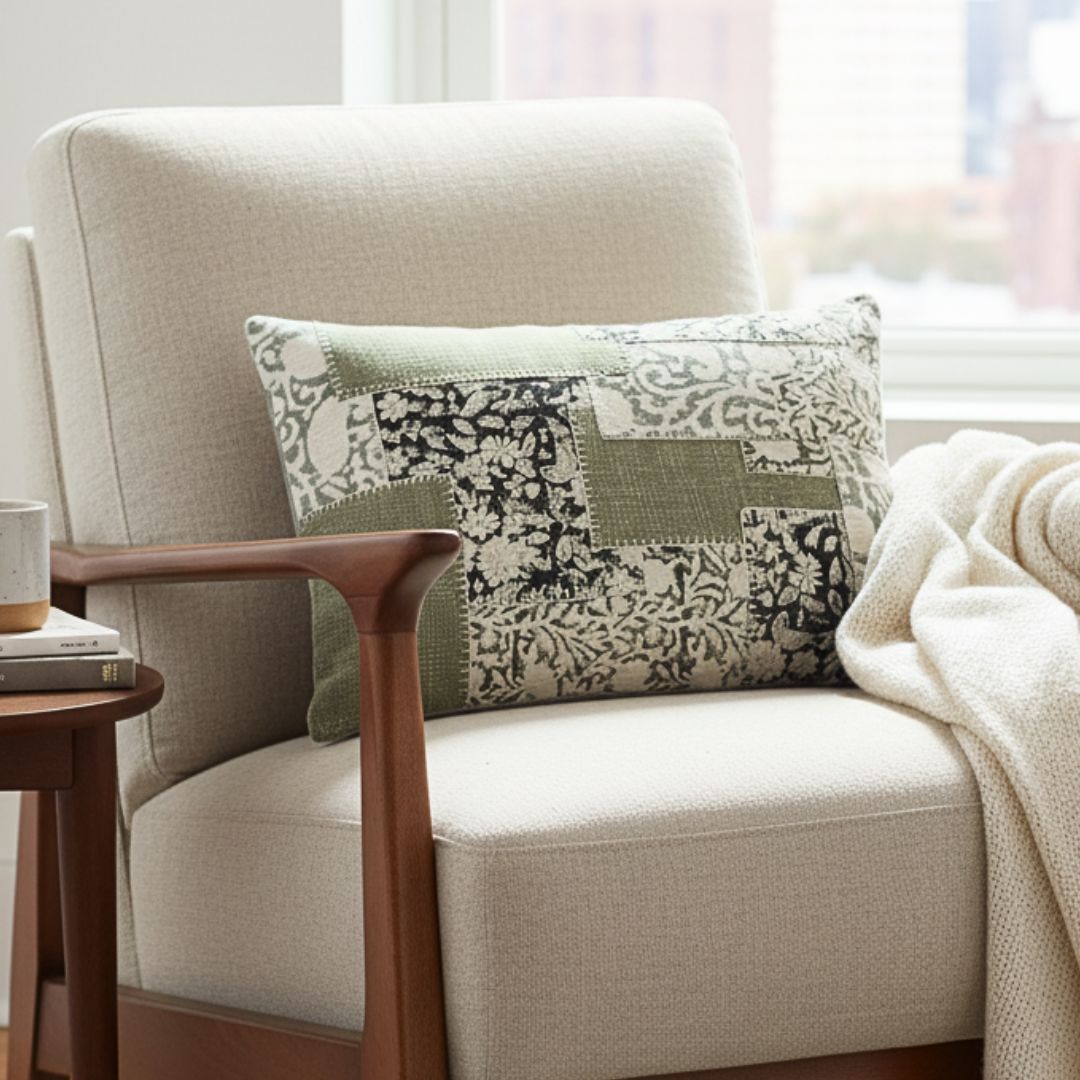 Almohadón Patchwork Green 35 cm x 50 cm