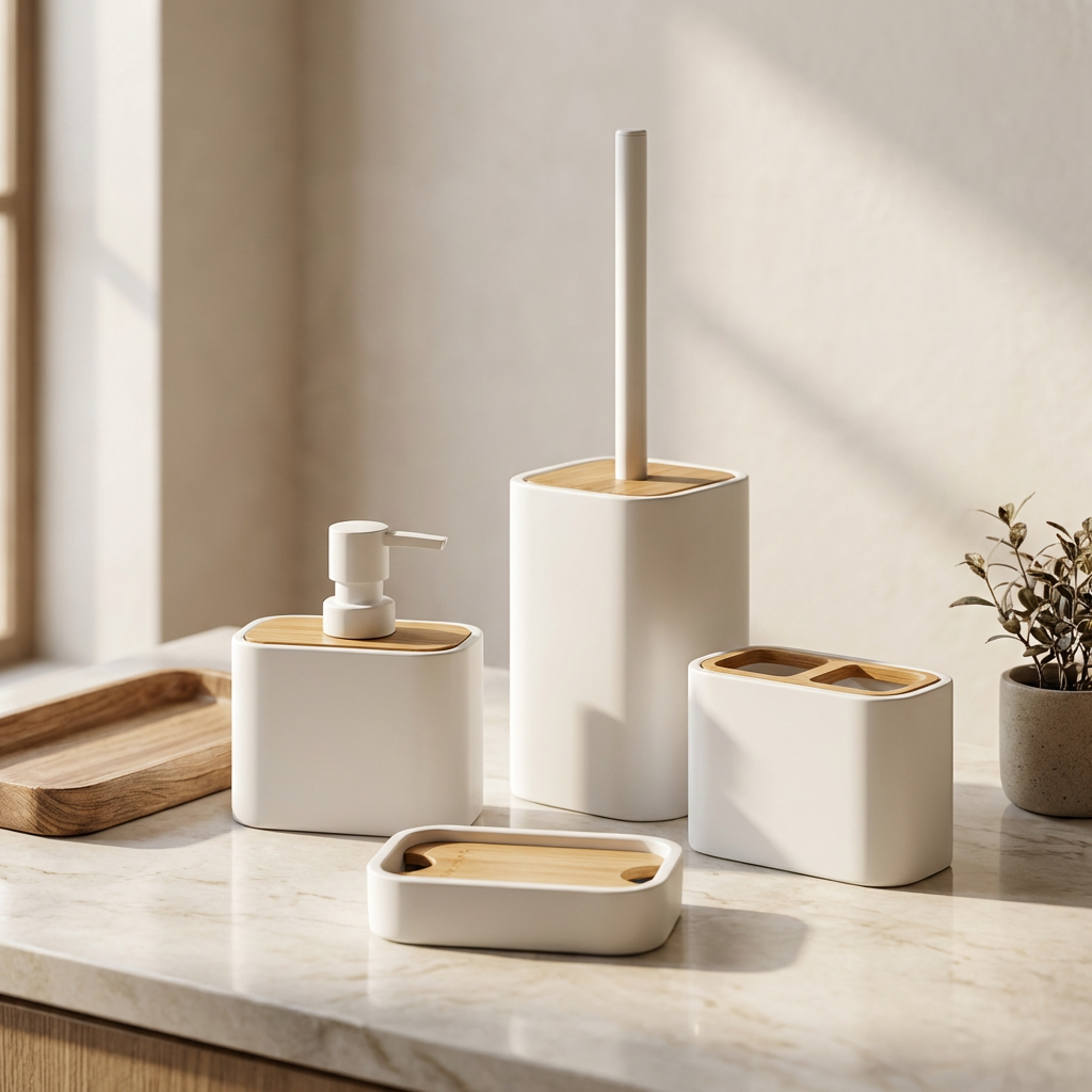 Set de Baño Halo Blanco x 4 Piezas