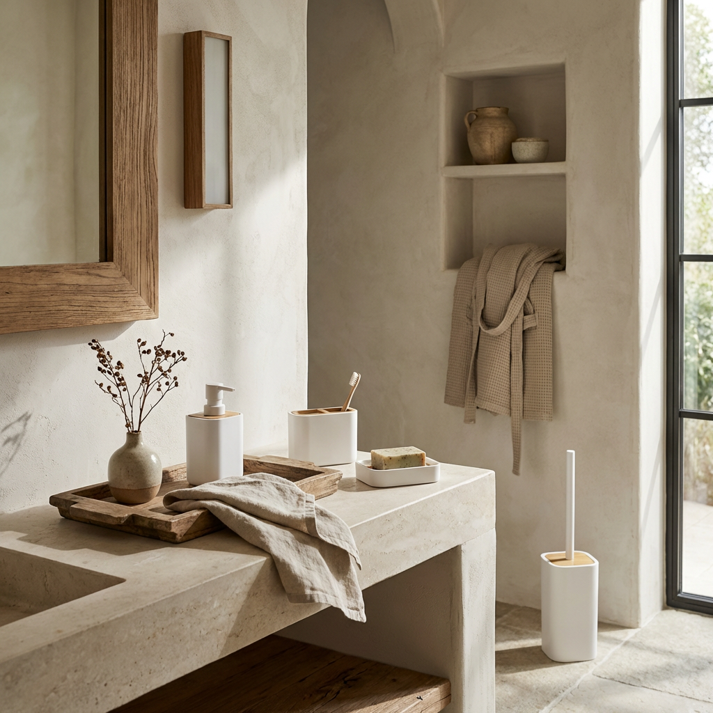 Set de Baño Halo Blanco x 4 Piezas