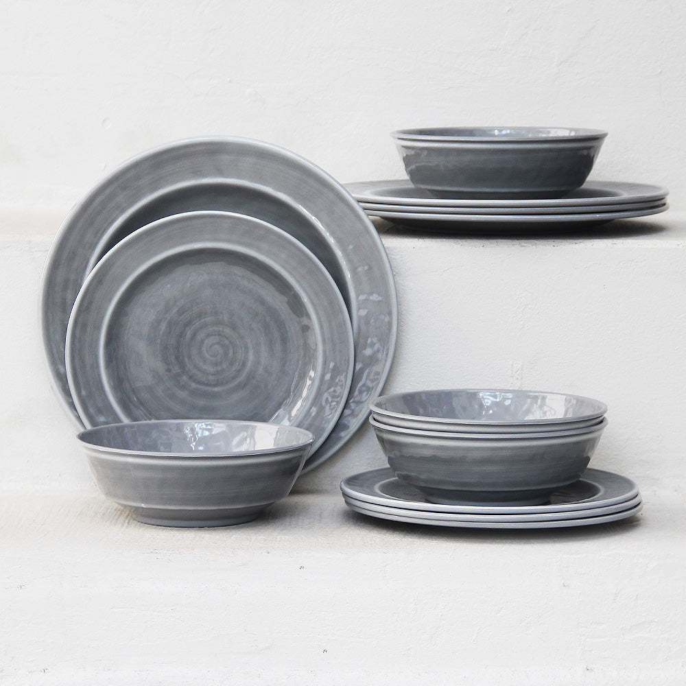 Juego 12 Piezas Melamina Gris
