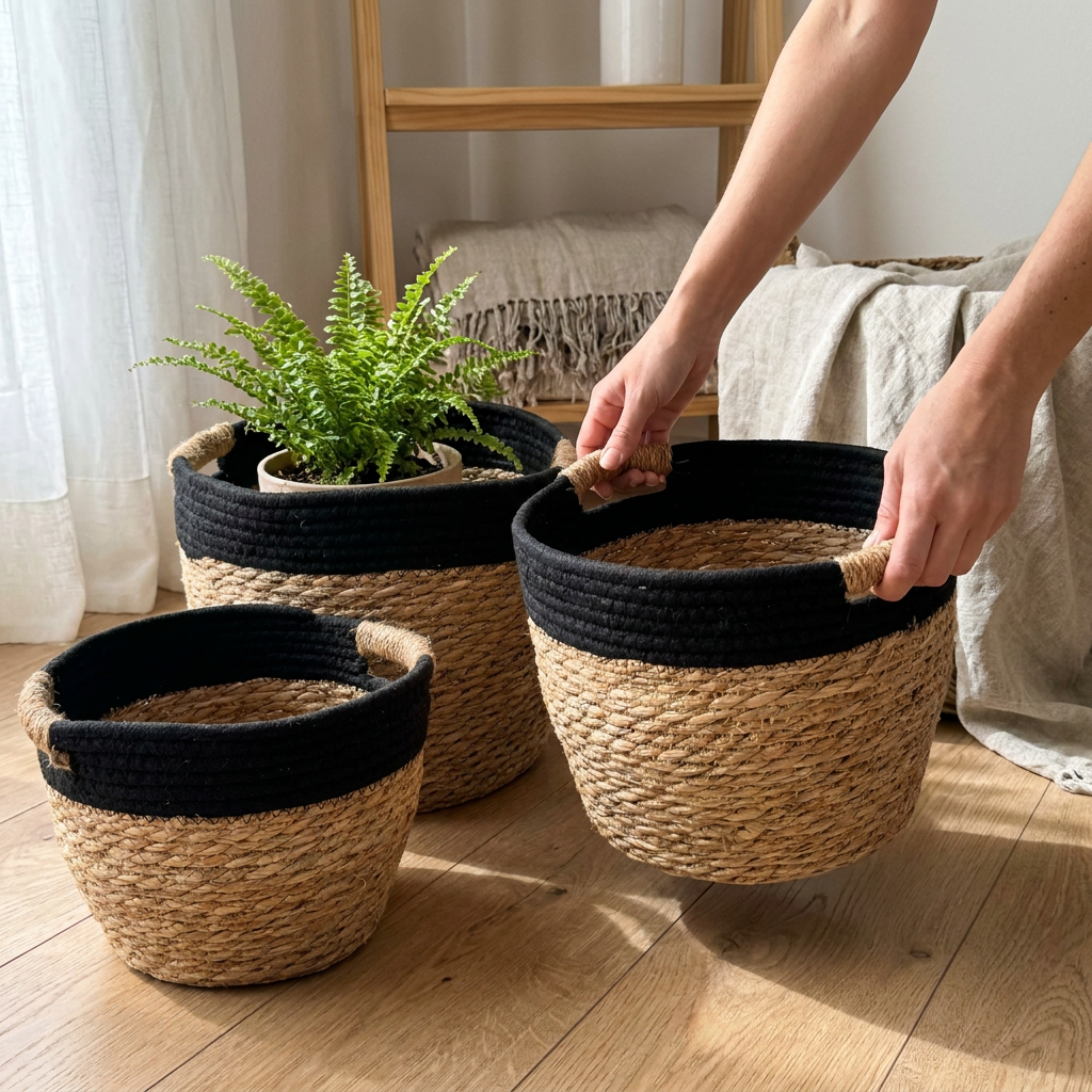 Set x3 Canastos Esteño Negro