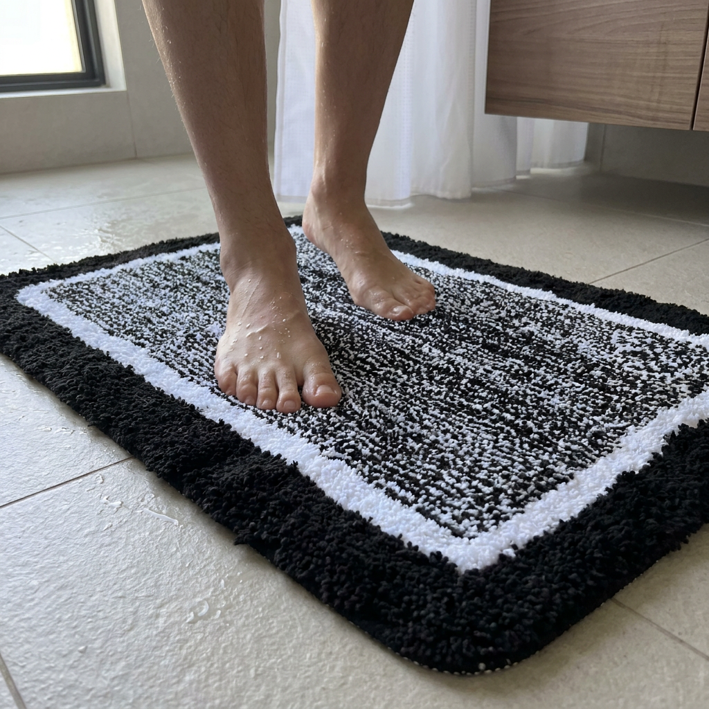 Alfombra de Baño Frame Negra 50 x 80 cm