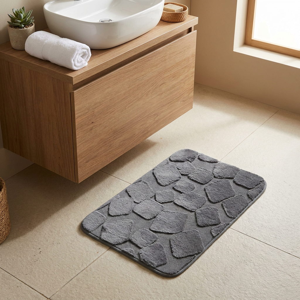 Alfombra de Baño Stone Soft Gris 40 x 60 cm