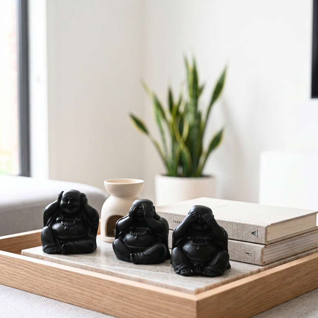Set x3 Budas Sabios Zen Negro