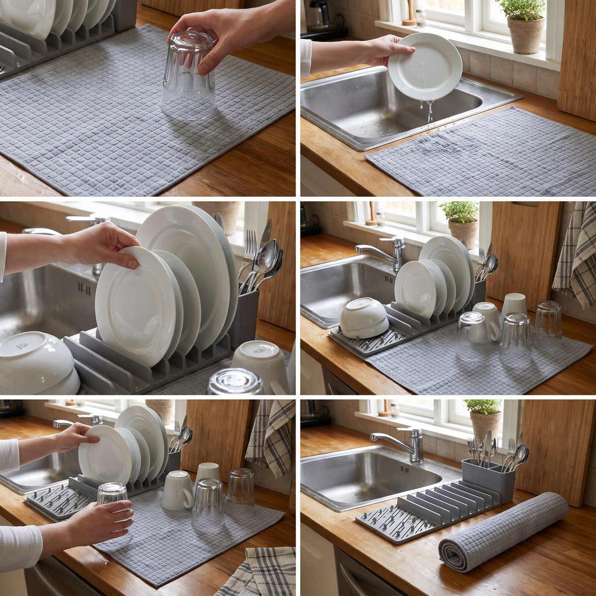 Set Secaplatos Mat + Rack Gris