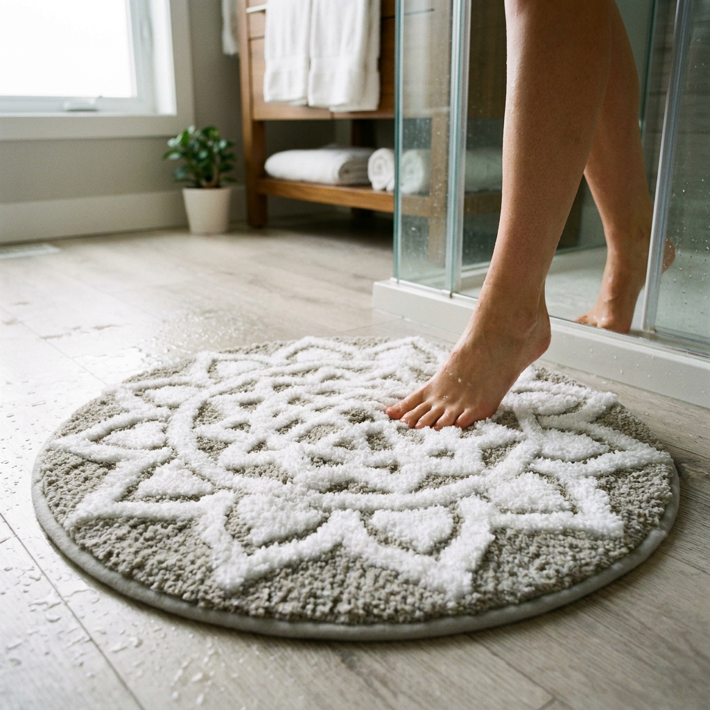 Alfombra de Baño Mandala Gris 60 cm